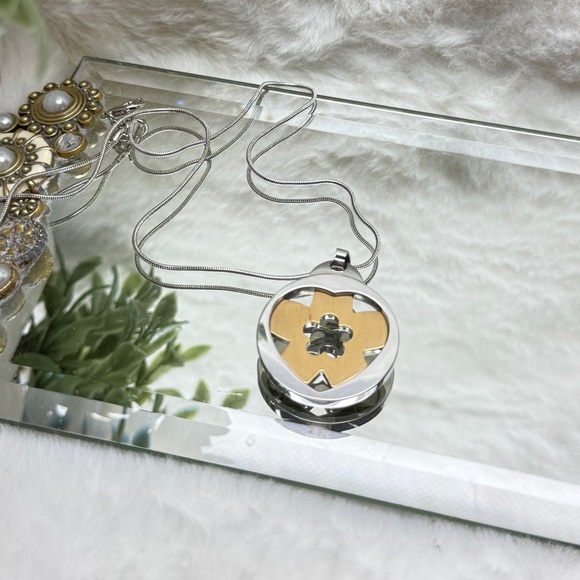 Silver and Gold  Stainless Steel Pendant with 925 Chain - Picture 5 of 11